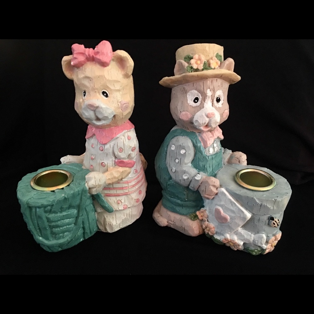 Hermitage Pottery Animal Candle Holders- 2 holders